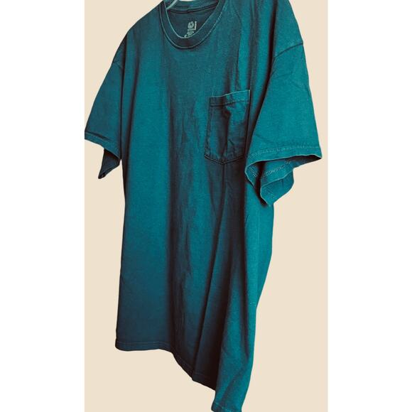 FRUIT OF THE LOOM SHORT SLV HEAVYWEIGHT T-SHIRT, MENS-2XL-DARK TEAL BLUE, POCKET - Picture 4 of 9